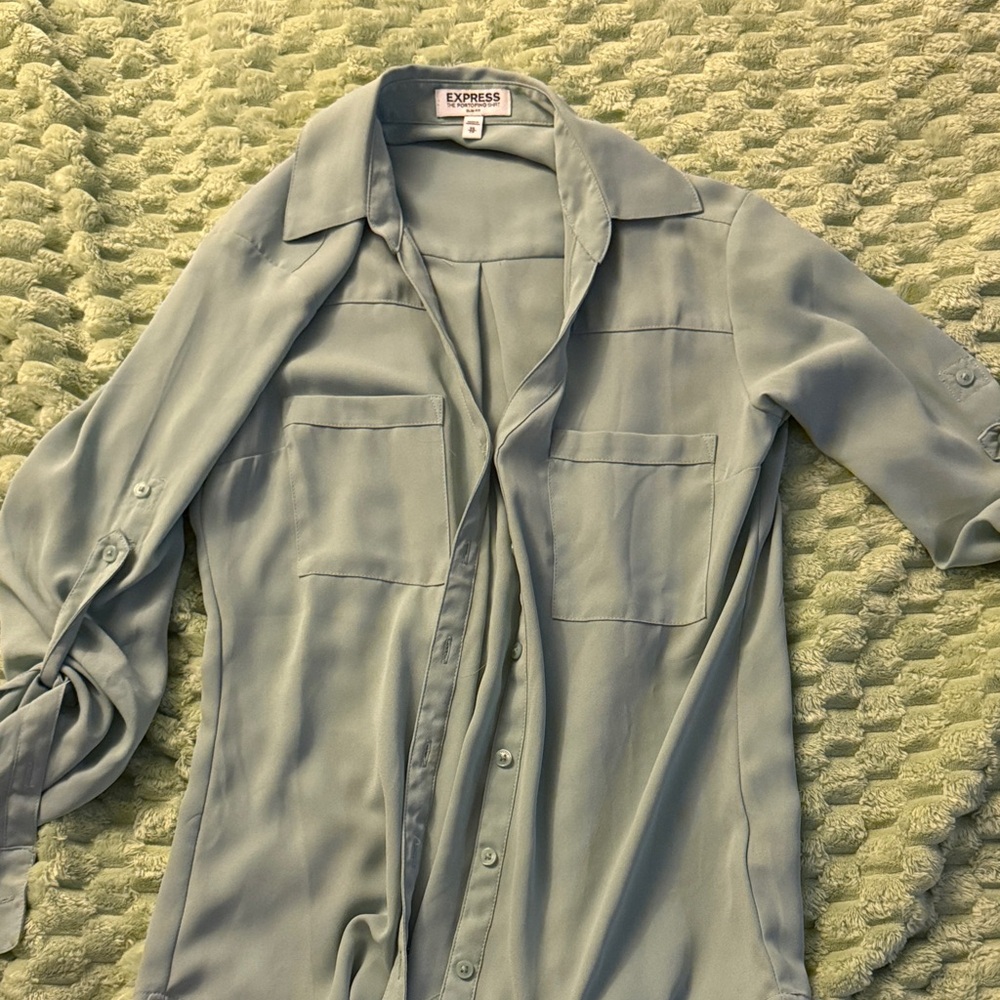 Express Sky Blue Button-Up Shirt